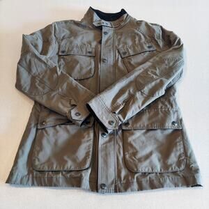 Banana Republic Jacket Mens Medium Full Zip Plaid Lined Elbow Patch
